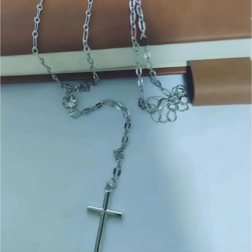 Ladies Elegant Silver Cross Necklace